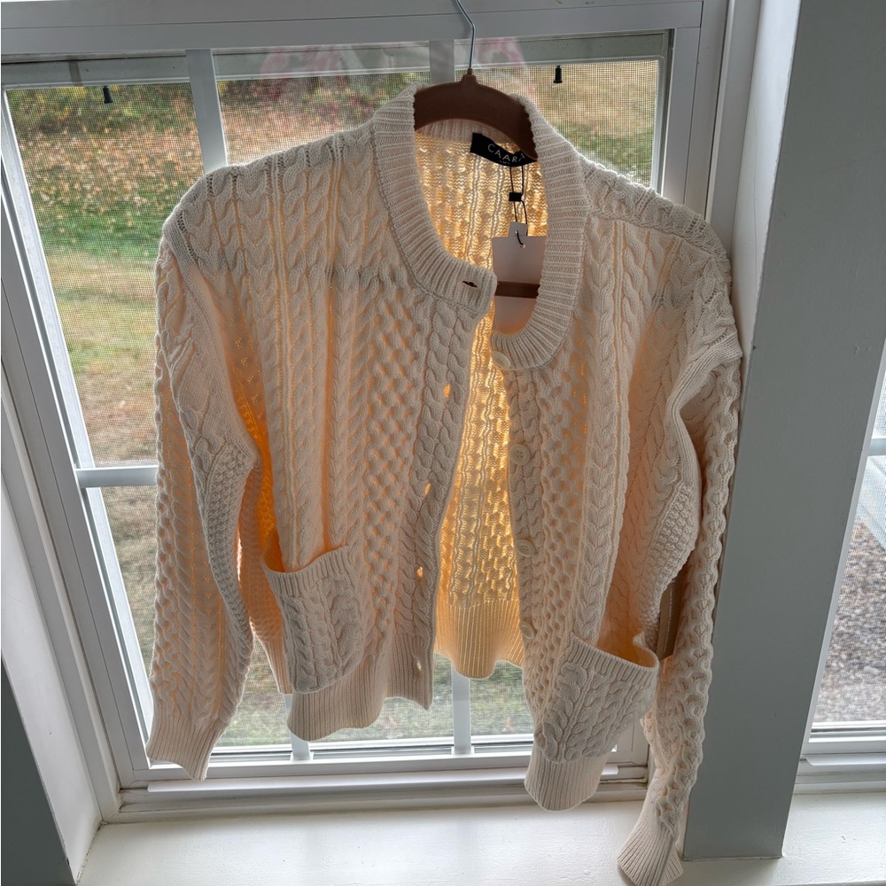 Cable Knit Cream Cardigan Sweater